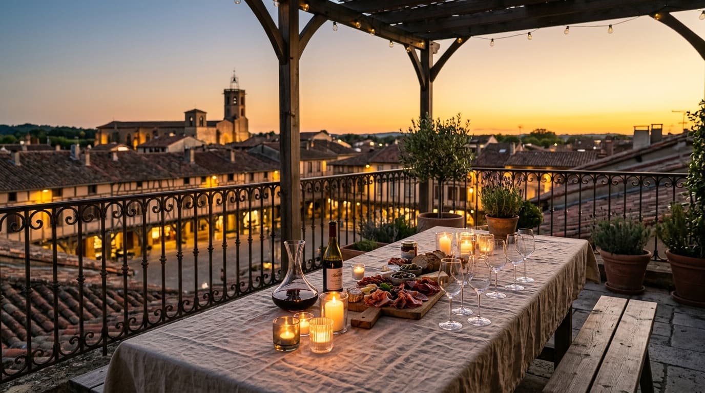 Les Terrasses du Padel — rooftop au crépuscule, soirée privative